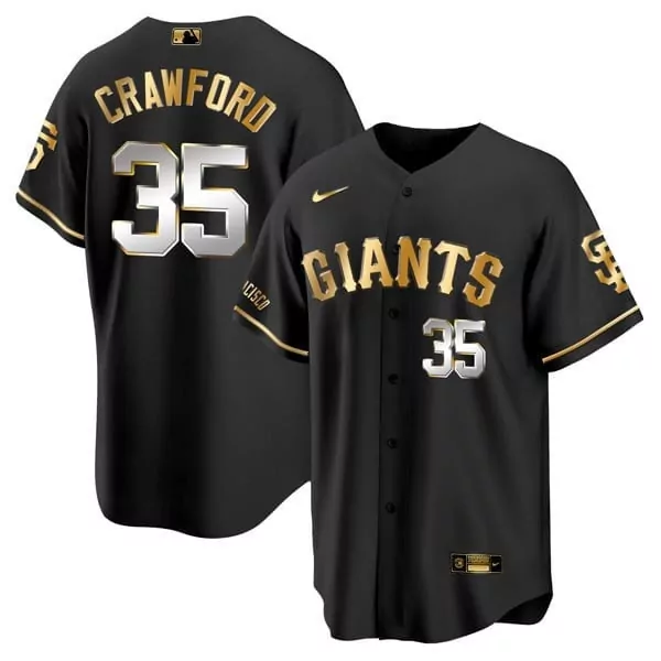 Brandon Crawford Gold City Connect Jersey | Men's Cool Black Style | All Stitched Fan Gear | For Men, Women & Youth