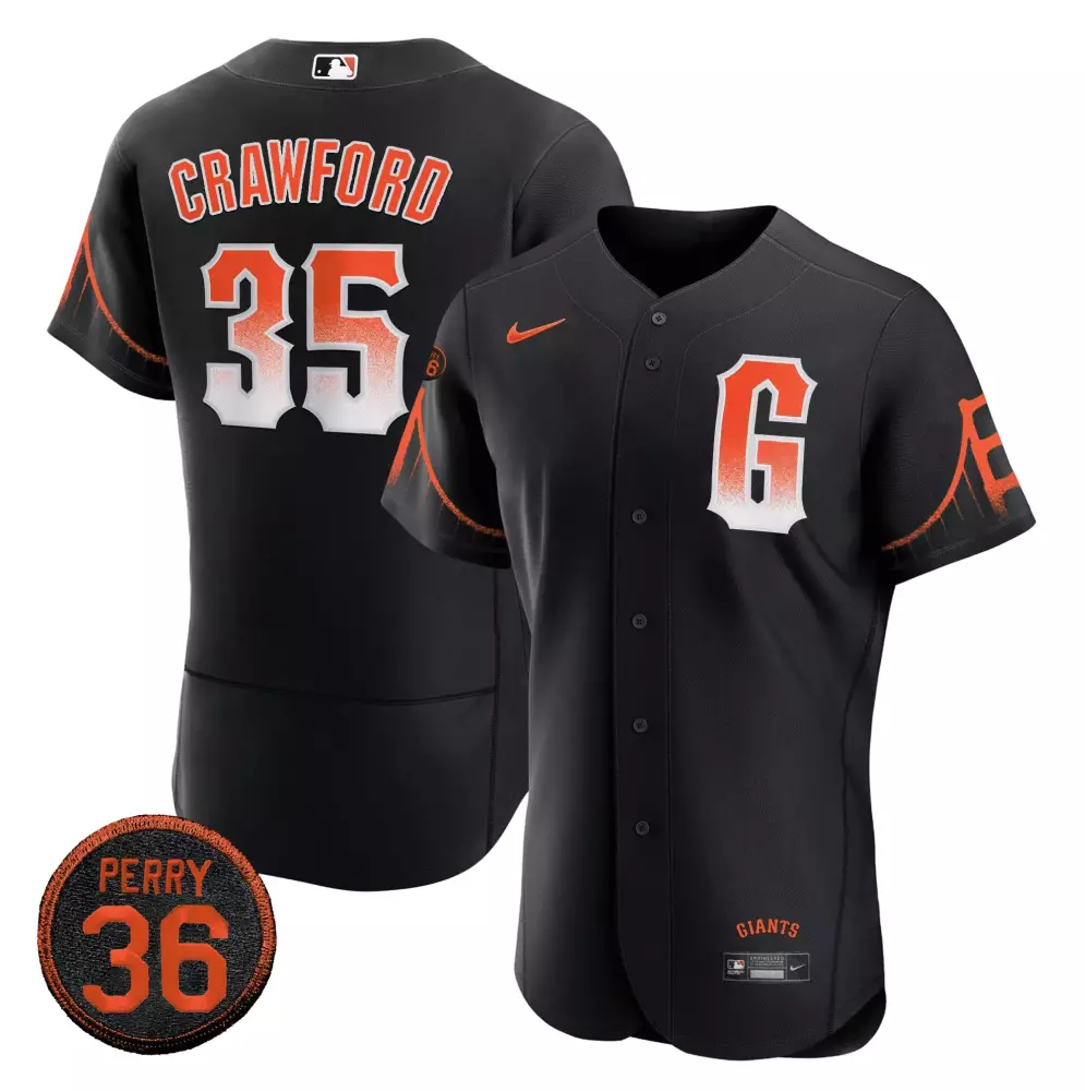 Brandon Crawford 2023 Black City Connect Jersey | Men's 36 Gaylord Perry Patch Style | All Stitched Fan Gear | For Men, Women & Youth