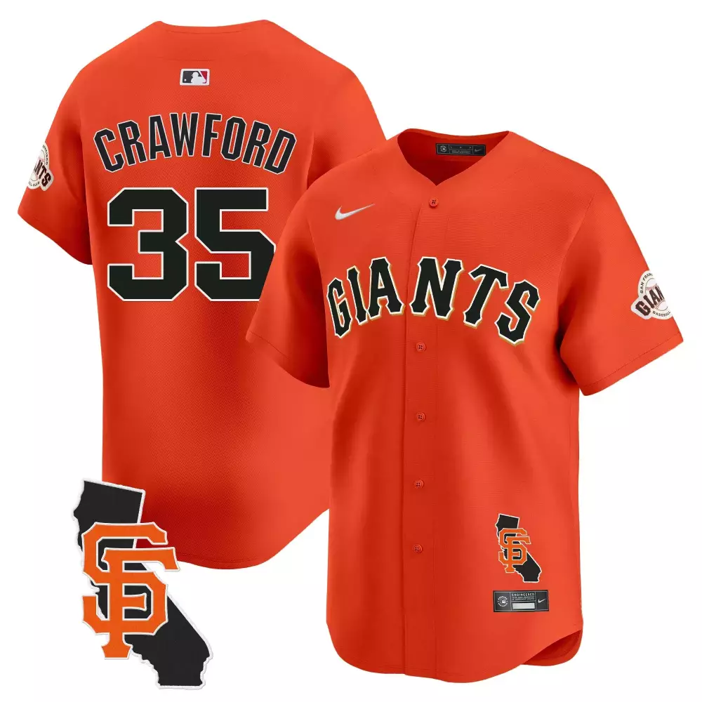 Brandon Crawford California Patch Jersey | Orange Vapor Premier Limited Edition | San Francisco Giants Fan Gear | For Men, Women & Youth