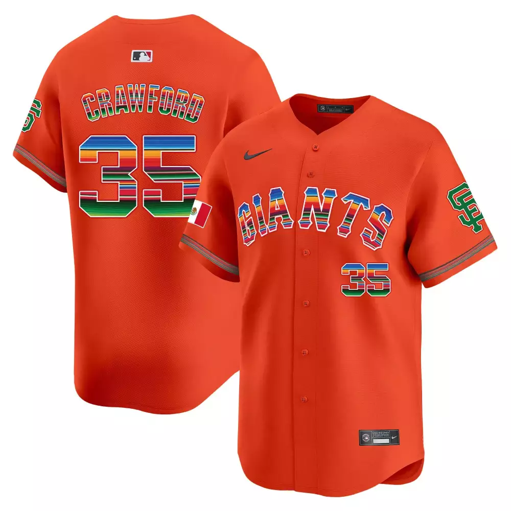Brandon Crawford Mexico Vapor Premier Jersey | Orange Limited Edition | San Francisco Giants Fan Gear | For Men, Women & Youth