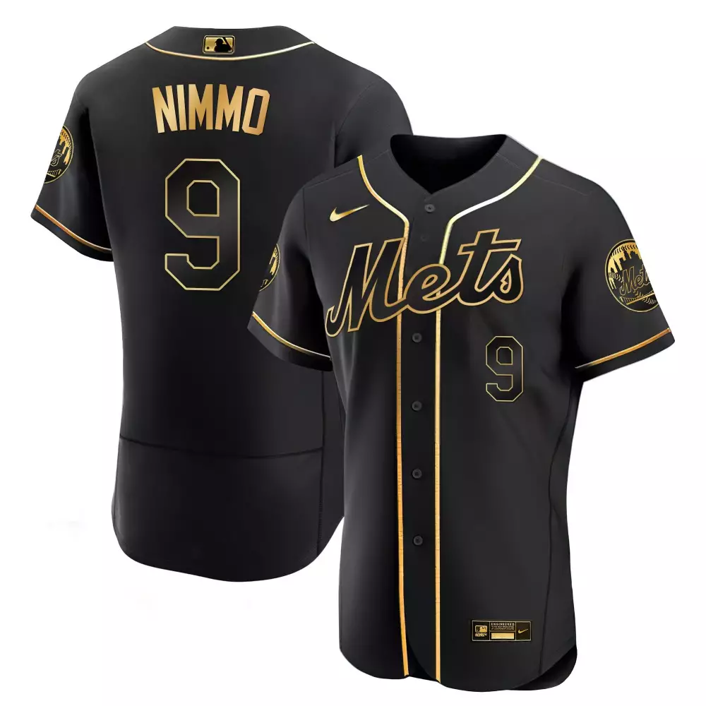 Brandon Nimmo Flex Men's New York Mets Black Gold Limited Jersey | Custom Stitched for Game Day | For Men, Women & Youth