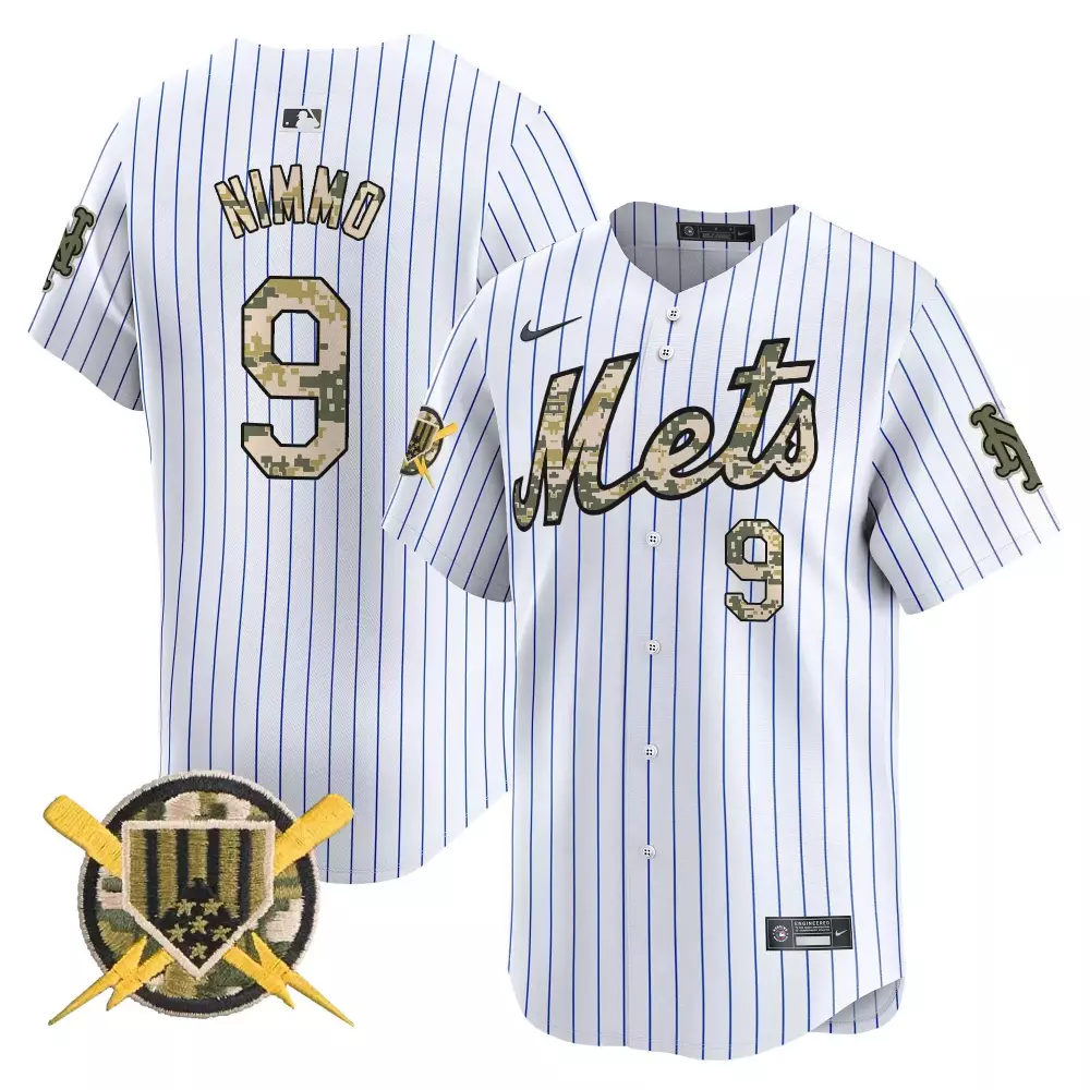Brandon Nimmo 2024 Armed Forces Day Jersey | White Vapor Premier Limited Edition | New York Mets Fan Gear | For Men, Women & Youth
