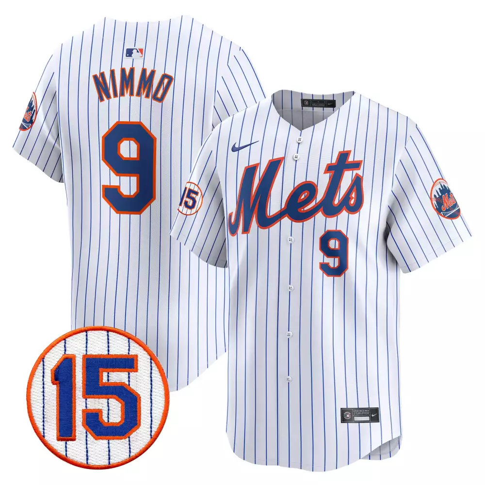 Brandon Nimmo 2024 Jerry Grote Patch Jersey | White Vapor Premier Limited Edition | New York Mets Fan Gear | For Men, Women & Youth
