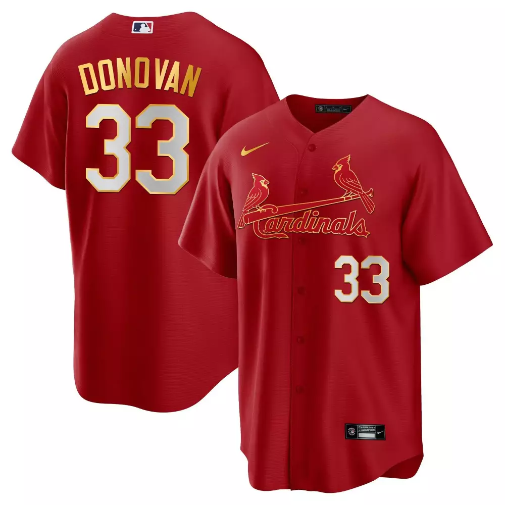 Donovan Cardinals Cool Base Jersey | Red Gold Trim | Men's Stitched Fan Gear for All
