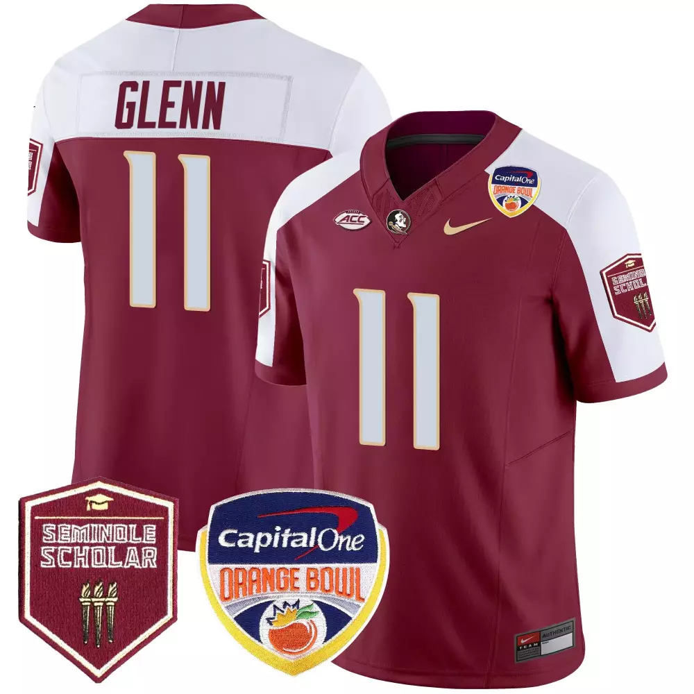 Brock Glenn Garnet Alternate Florida State Seminoles Orange Bowl Patch Black Vapor Limited Jersey | Custom Stitched Fan Gear | For Men, Women & Youth