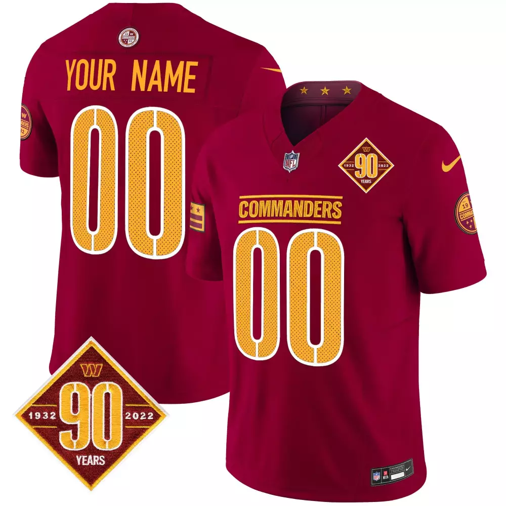 90th Anniversary Vapor Limited Custom Jersey V4 for Youth | Burgundy Washington Commanders Fan Gear | For Men, Women & Youth