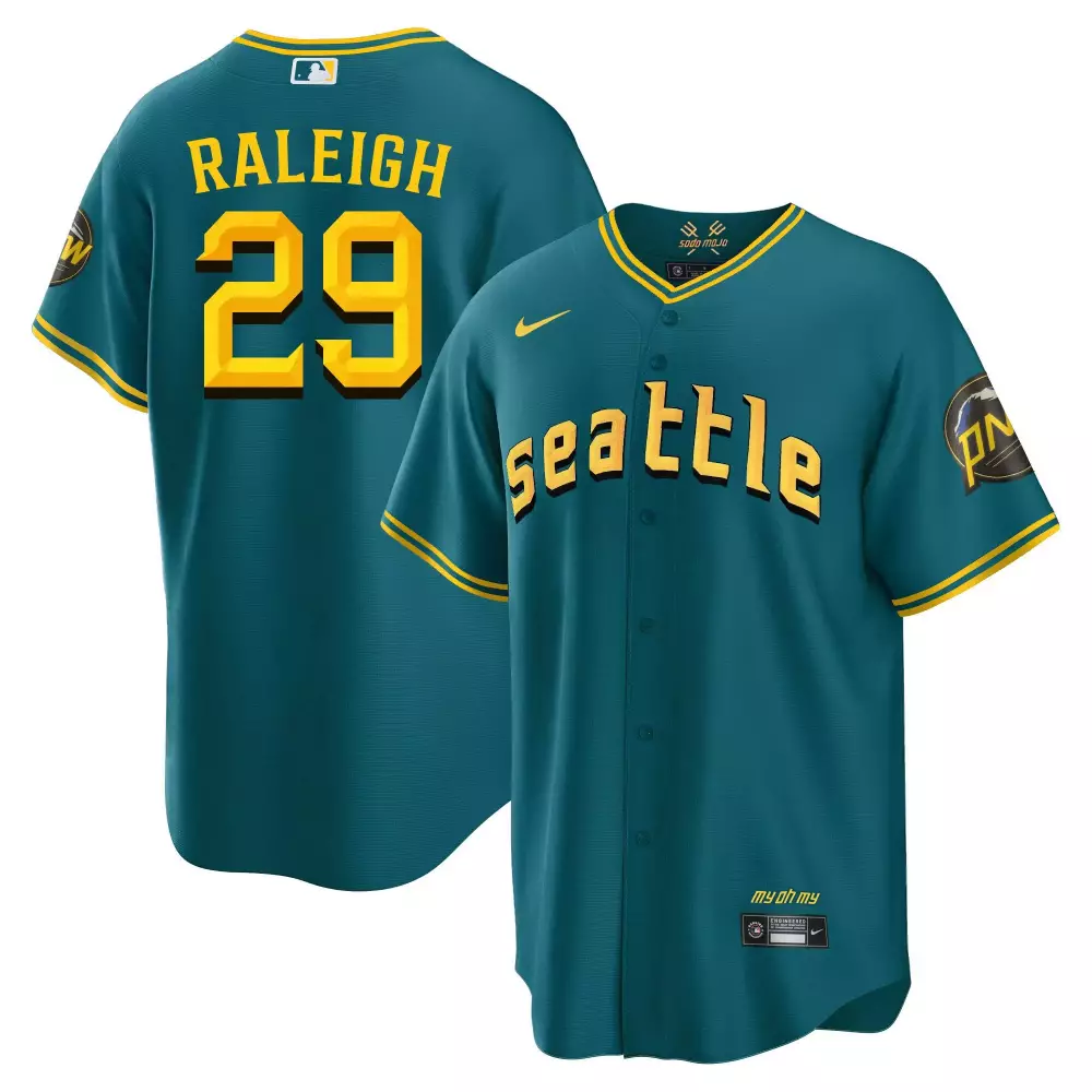 Cal Raleigh Cool Aqua Men's 2023 City Connect Fan Made Jersey | Stitched Design for MLB Fans | For Men, Women & Youth
