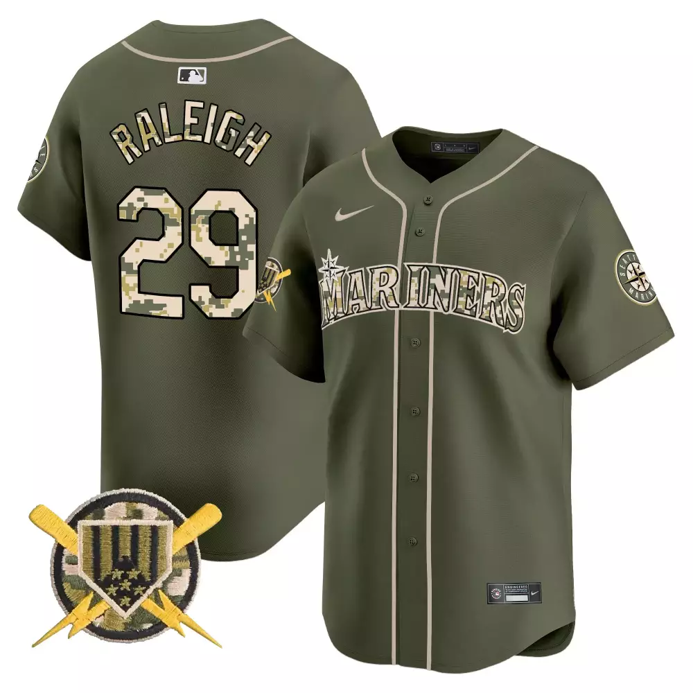 Cal Raleigh Green Men's Armed Forces Day Vapor Premier Limited Jersey | Stitched Fan Gear | For Men, Women & Youth