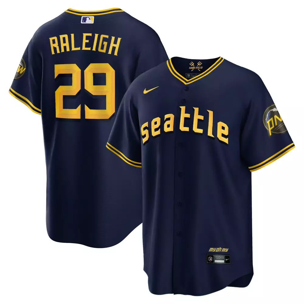 Cal Raleigh Navy Seattle Mariners City Connect Cool Base Jersey | Stitched Men’s Fan Gear | For Men, Women & You