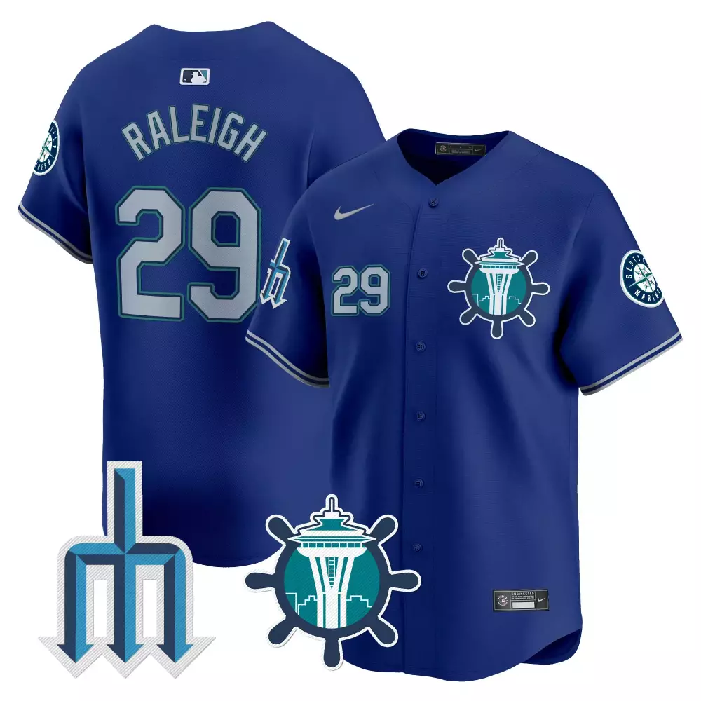 Cal Raleigh Royal Seattle Mariners Trident Patch Vapor Premier Limited Jersey | Stitched Fan Gear | For Men, Women & Youth