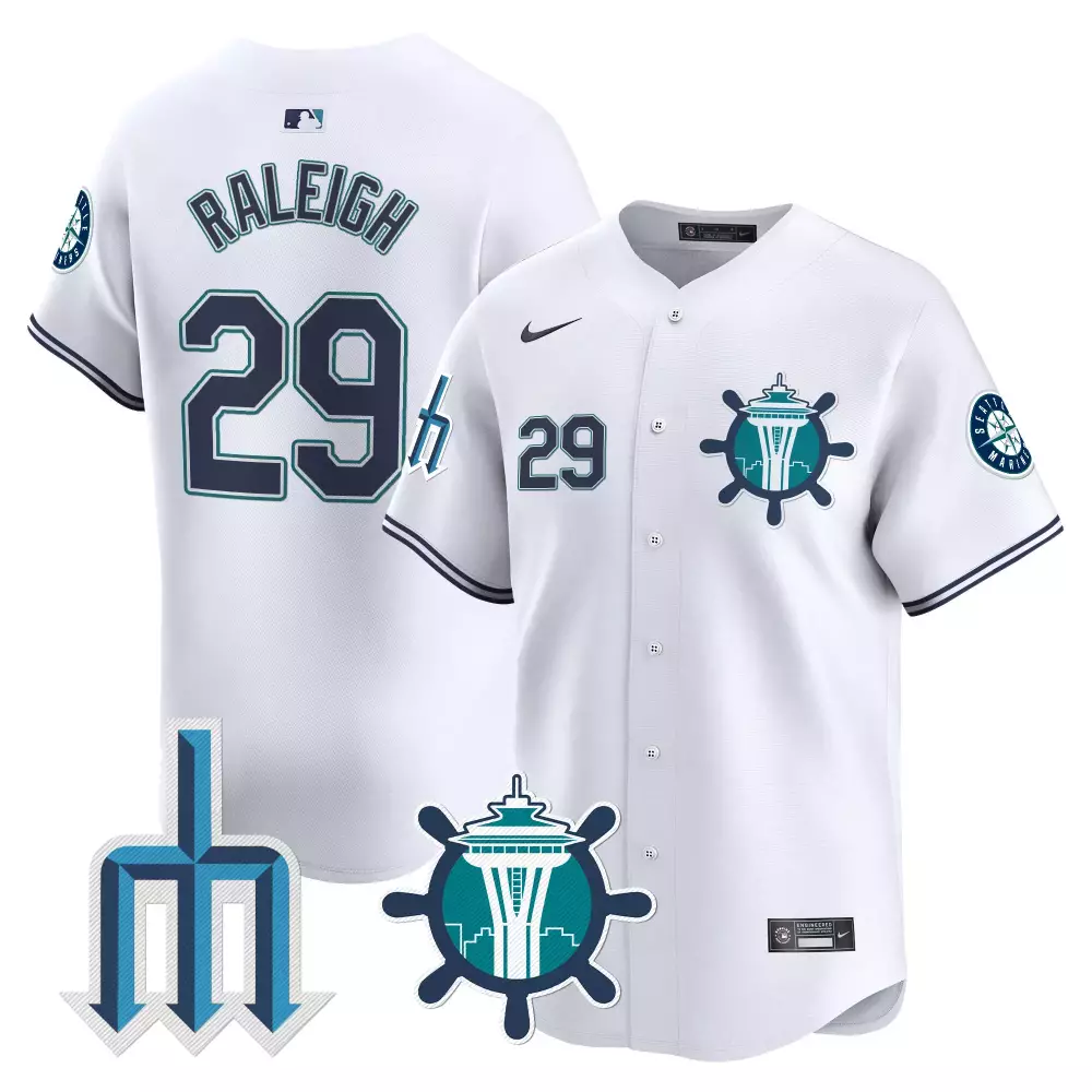 Cal Raleigh White Seattle Mariners Trident Patch Vapor Premier Limited Jersey | Stitched Fan Gear | For Men, Women & Youth