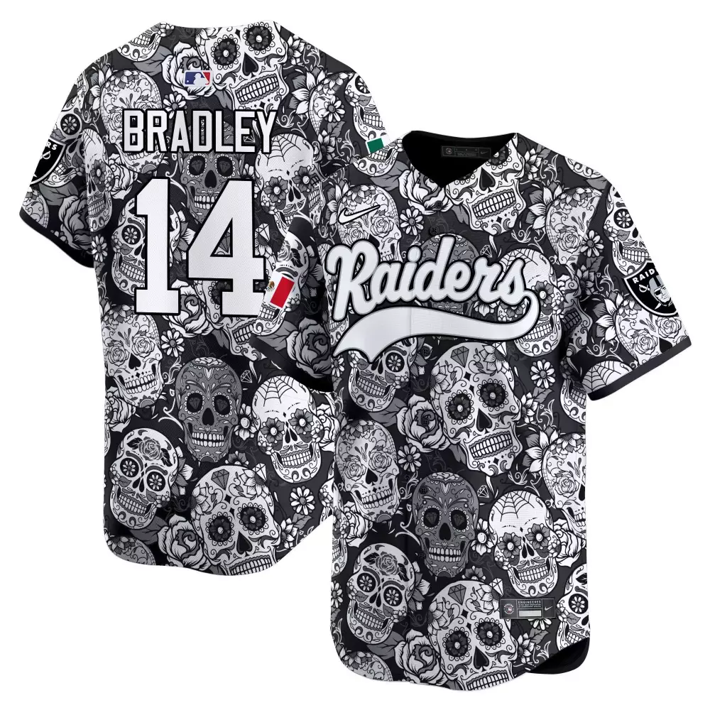 Carter Bradley Youth Sugar Skull Jersey | Las Vegas Raiders Mexico Edition | Premier Limited Fan Gear | For Men, Women & Youth