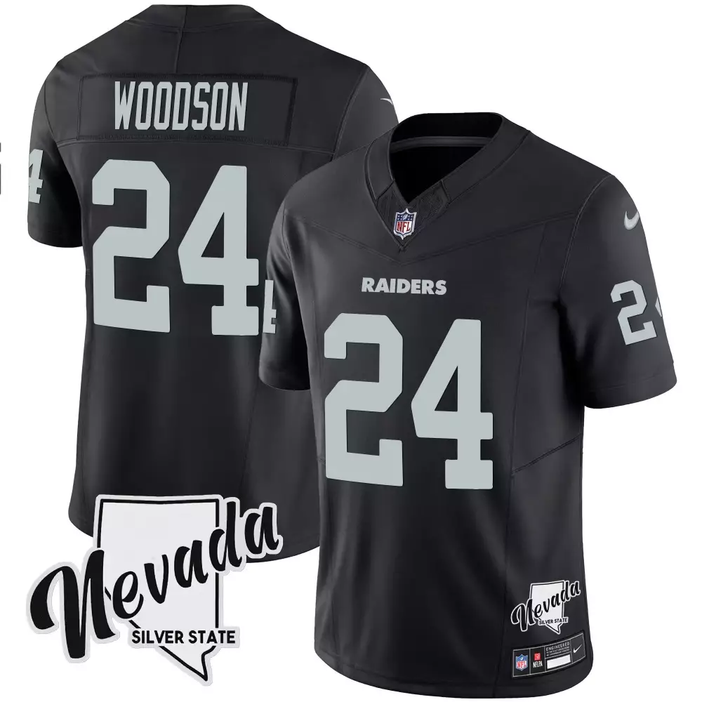 Charles Woodson Black Men's Jersey | Las Vegas Raiders Nevada Silver State Patch | Stitched Fan Gear for Men, Women & Youth