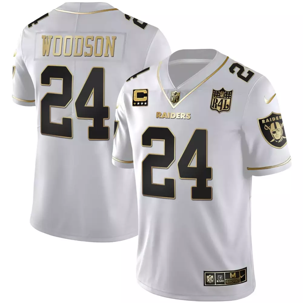 Charles Woodson White Gold Raider4Life Patch Jersey | Stitched | Limited Edition Fan Gear | For Men
