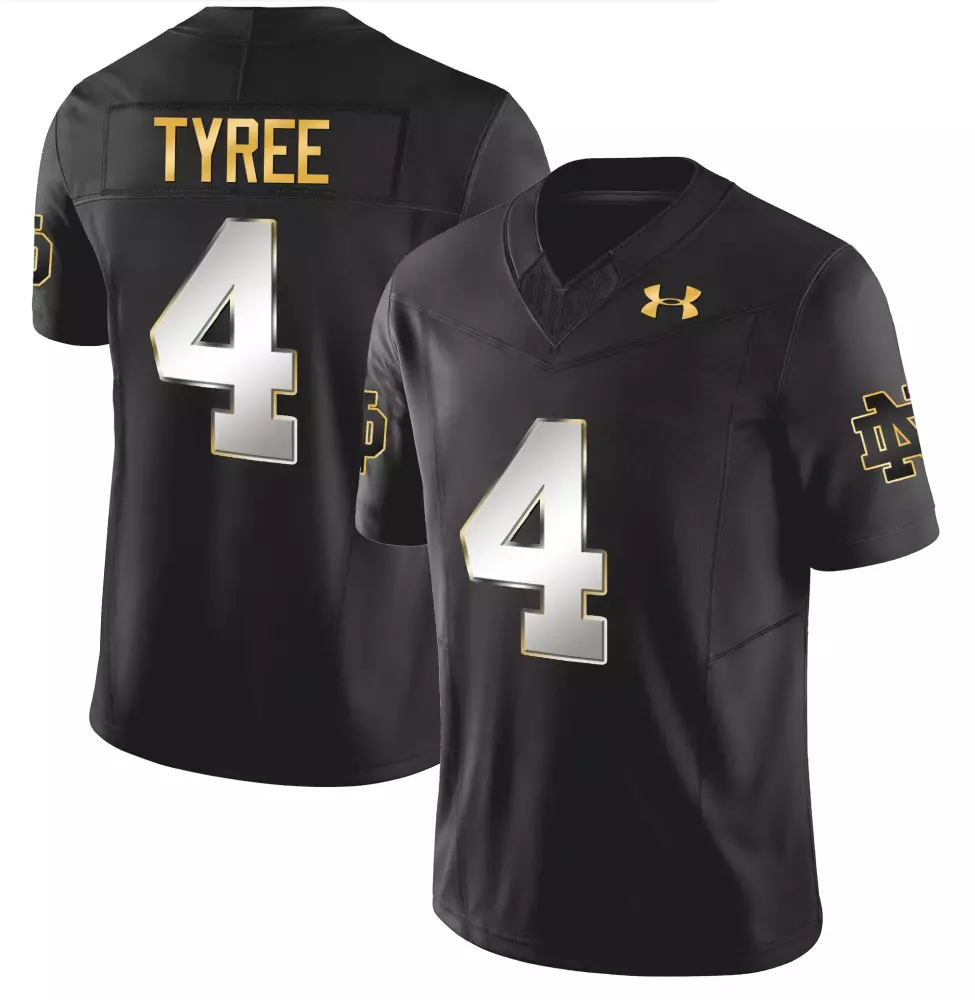 Chris Tyree Black Limited Men's Notre Dame Fighting Irish Gold Vapor Limited Jersey | Game Day Outfit for Men, Women & Youth