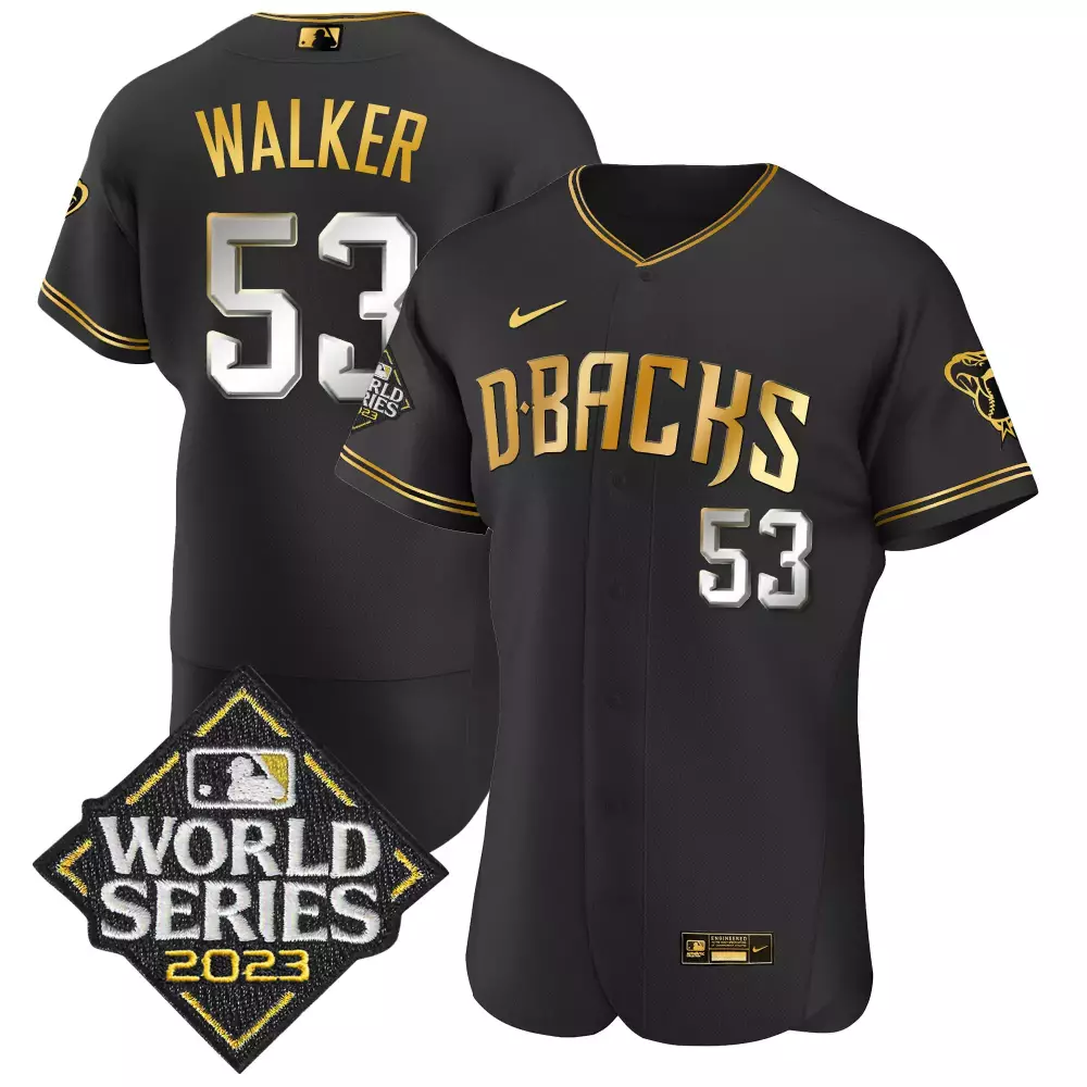 Christian Walker Black Limited Men's Arizona Diamondbacks 2023 World Series Flex Base Jersey | Gold | Fan Gear for Men, Women & Youth