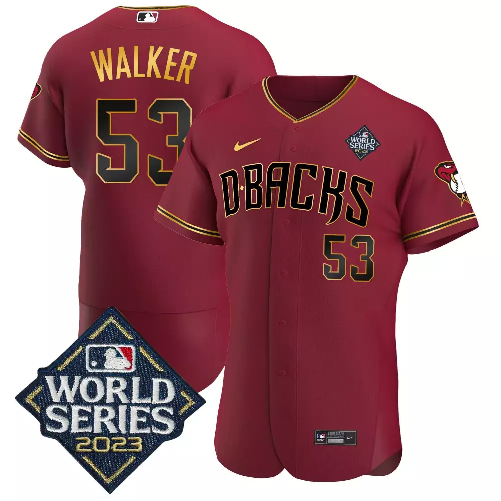 Christian Walker Crimson Gold Men's Arizona Diamondbacks 2023 World Series Flex Base Jersey V2 | Cool Base Gold | Fan Gear for Men, Women & Youth