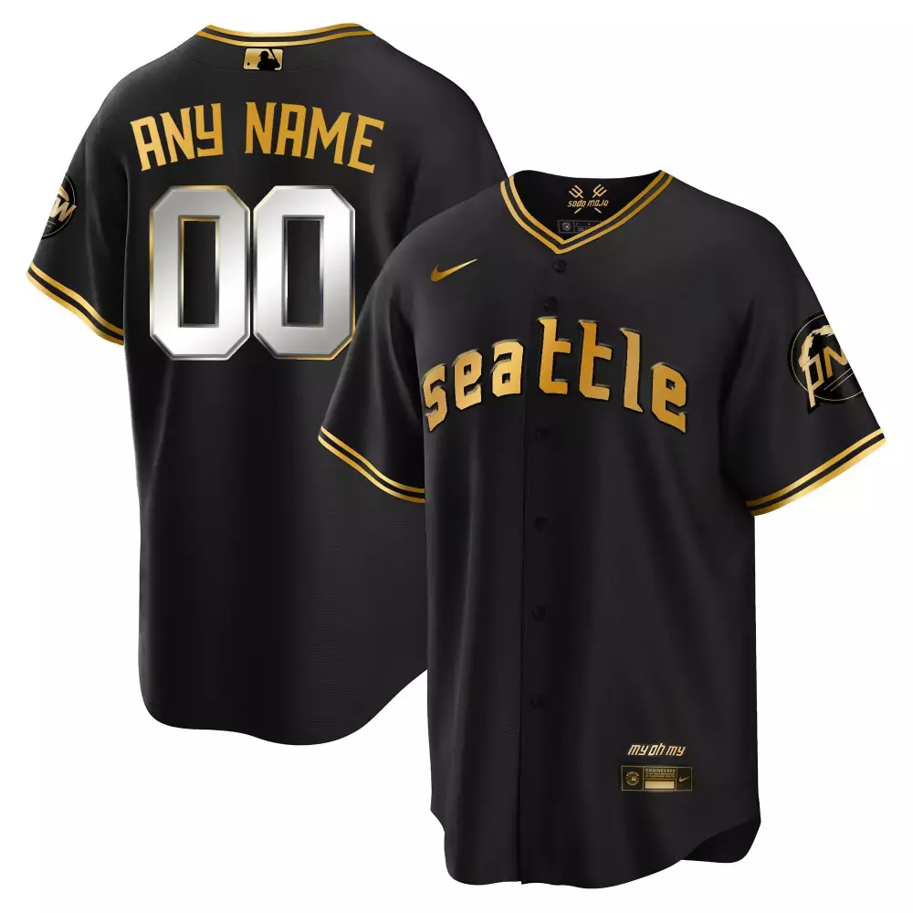 Cool Black Gold Men's Seattle Mariners 2023 City Connect Gold Custom Jersey | All Stitched | Unique Fan Gear | For Men