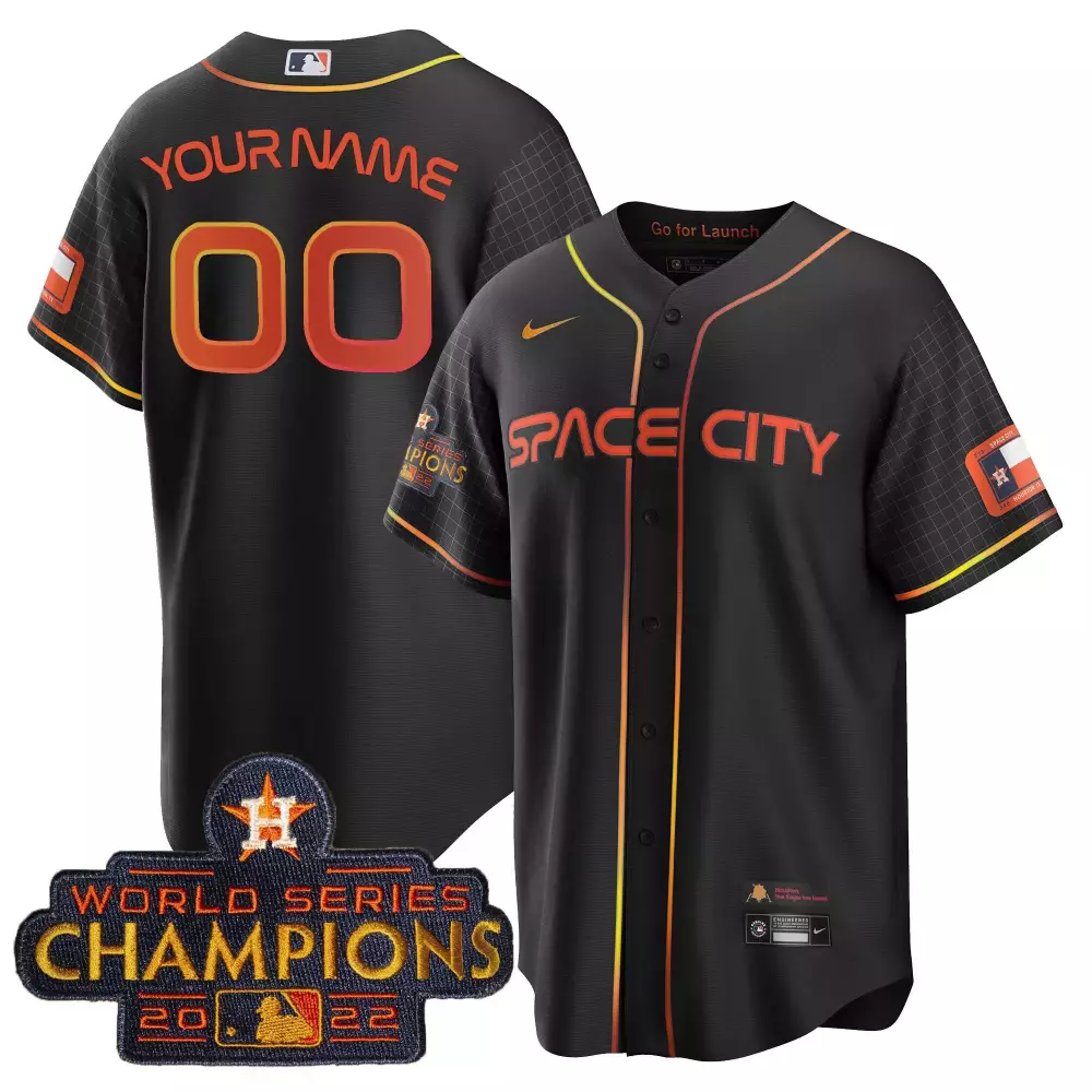 2023 Space City Champions Custom Jersey | Black Stitched for Youth Houston Astros | Fan Gear for All