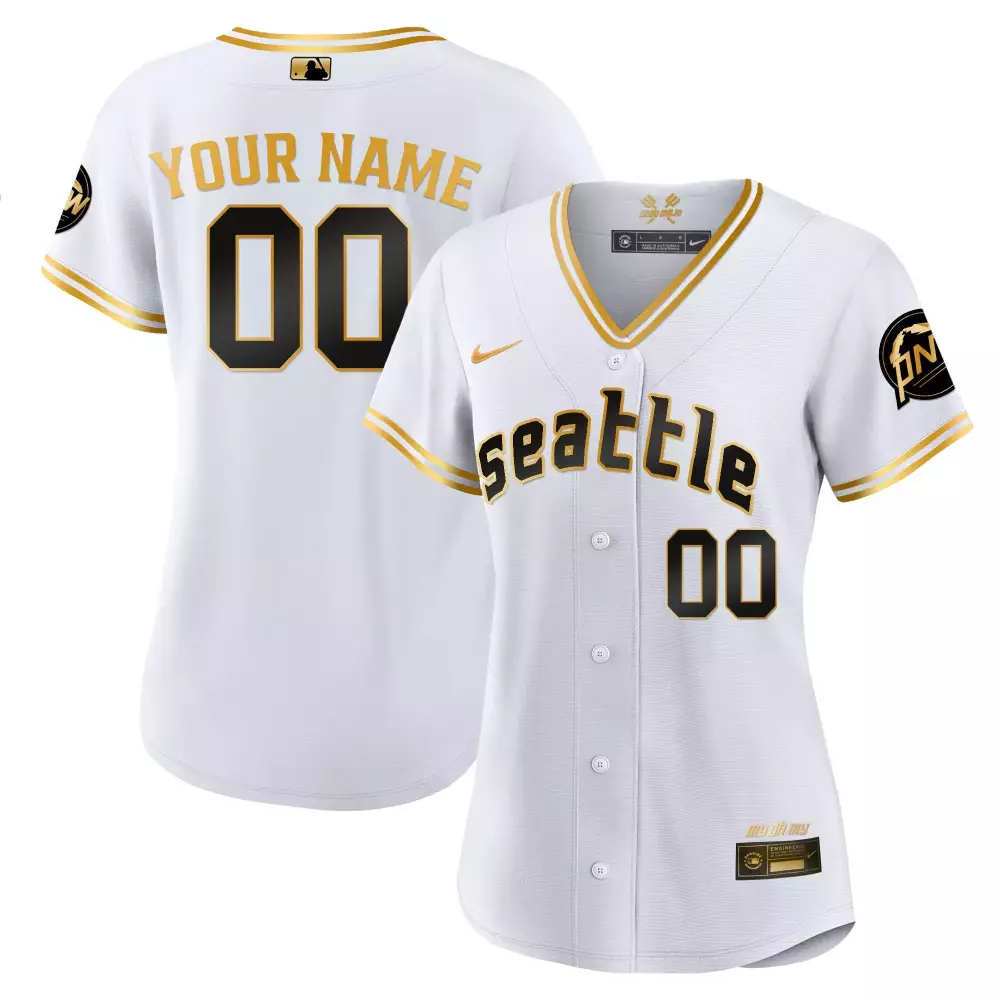 Fan Made Custom White Gold Mariners 2023 City Connect Jersey | Stitched for Women | For Men, Women & Youth