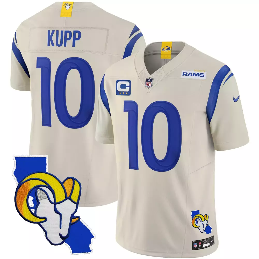 Cooper Kupp Bone California Patch Jersey | Los Angeles Rams | Stitched Fan Gear for Men, Women & Youth