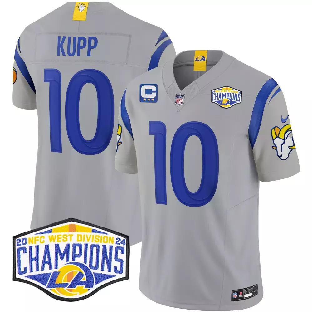 Cooper Kupp Gray Men's Los Angeles Rams 2024 NFC West Division Champions Vapor Limited Jersey | Stitched Fan Gear | For Men, Women & Youth