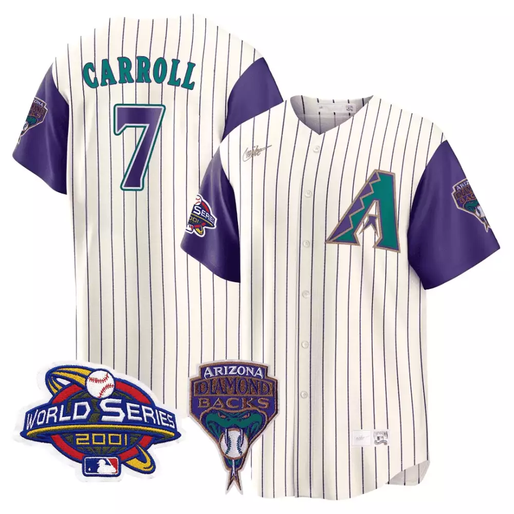 Corbin Carroll 2001 Arizona Diamondbacks World Series Patch Throwback Jersey | Custom Stitched | For Game Day | For Men, Women & Youth