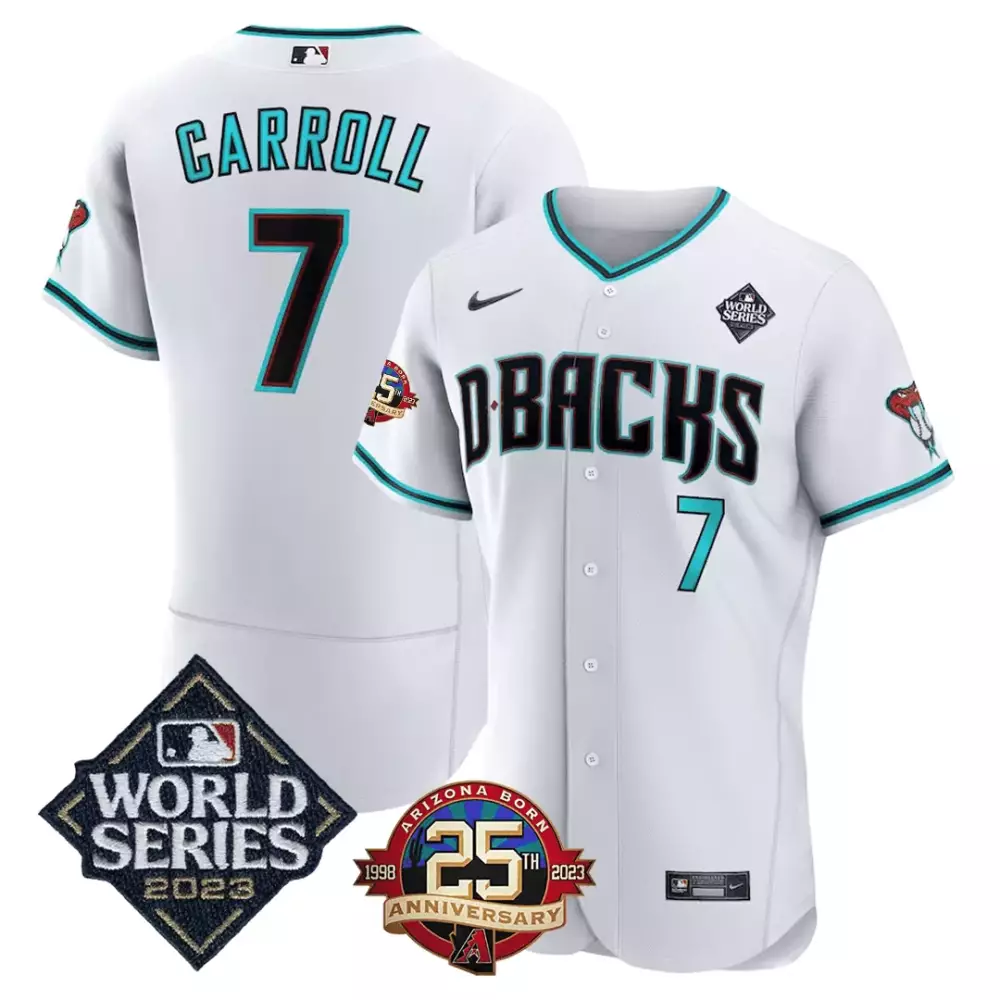 Corbin Carroll 2023 World Series Jersey | Arizona Diamondbacks White Stitched | 25th Anniversary Fan Gear | For Men, Women & Youth