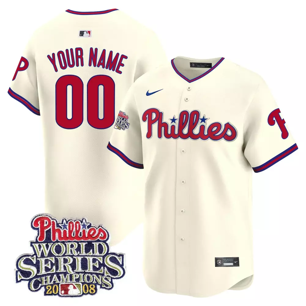 2008 World Series Champions Patch Vapor Premier Limited Jersey | Cream Style | Fan Gear for Men, Women & Youth