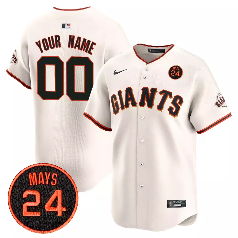 Willie Mays 2024 San Francisco Giants Cream Jersey | Stitched Vapor Premier | Limited Edition Custom Gear | For Men | For Men, Women & Youth