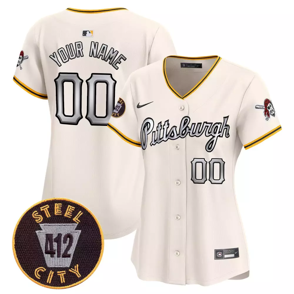 Pittsburgh Pirates Women’s Cream 412 Patch Vapor Premier Jersey | Limited Edition Custom Fan Gear | For Men, Women & You