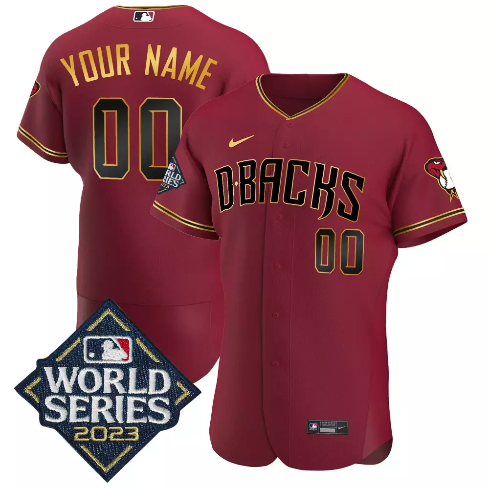 Crimson Gold 2023 World Series Flex Base Jersey | Arizona Diamondbacks Stitched Fan Gear | For Men, Women & Youth