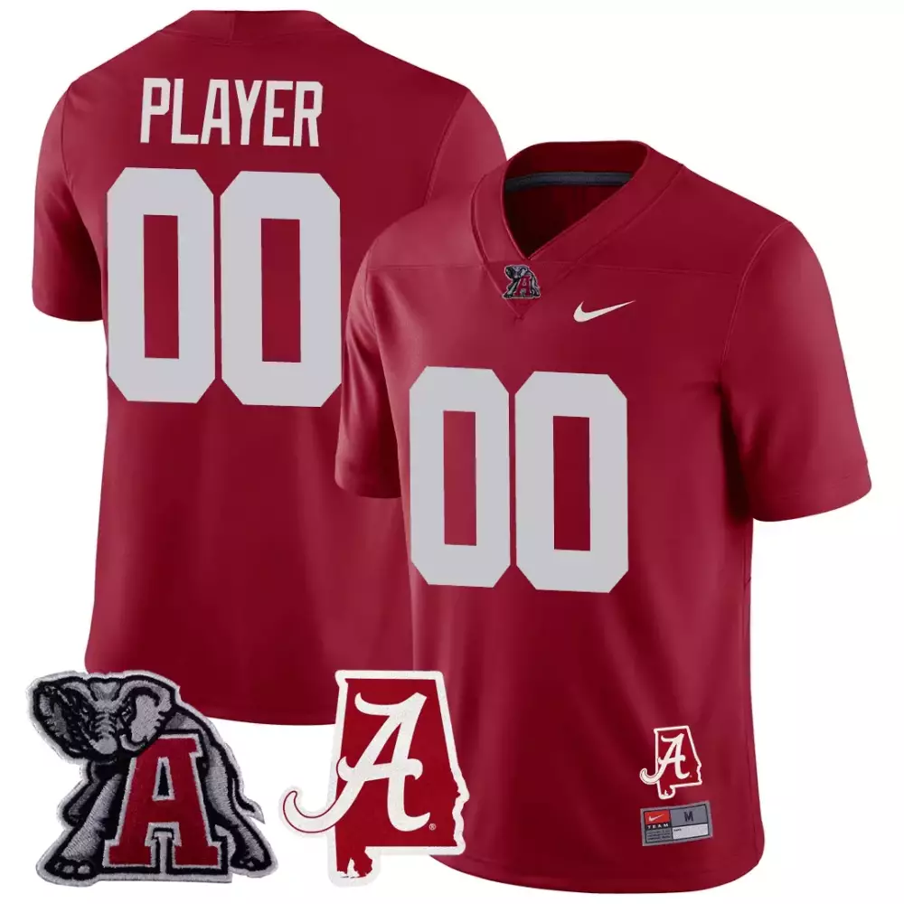 Men's Alabama Crimson Tide Alabama Map Logo Patch Vapor Custom Jersey | Crimson | Fan Gear for Men, Women & Youth