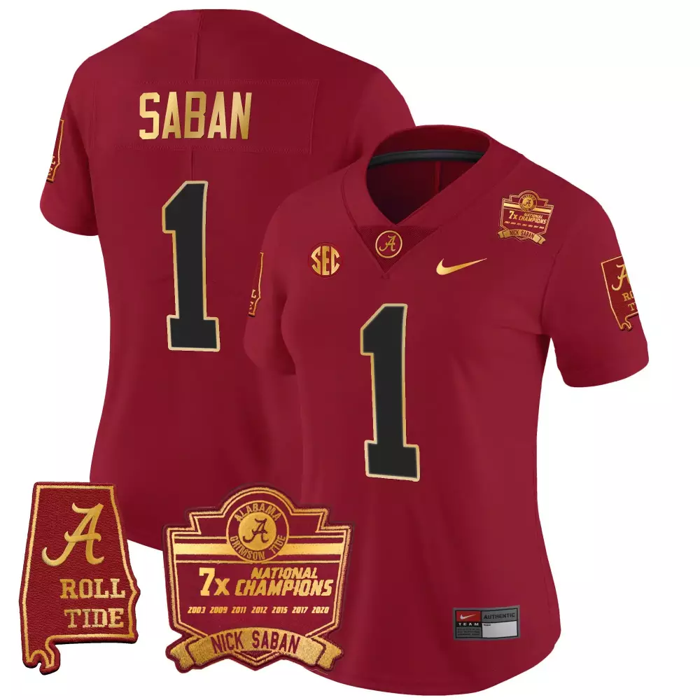 Nick Saban Alabama Crimson Tide 2023 Women 7 Champions Vapor Limited Jersey | Stitched Fan Gear for Women | For Game Day