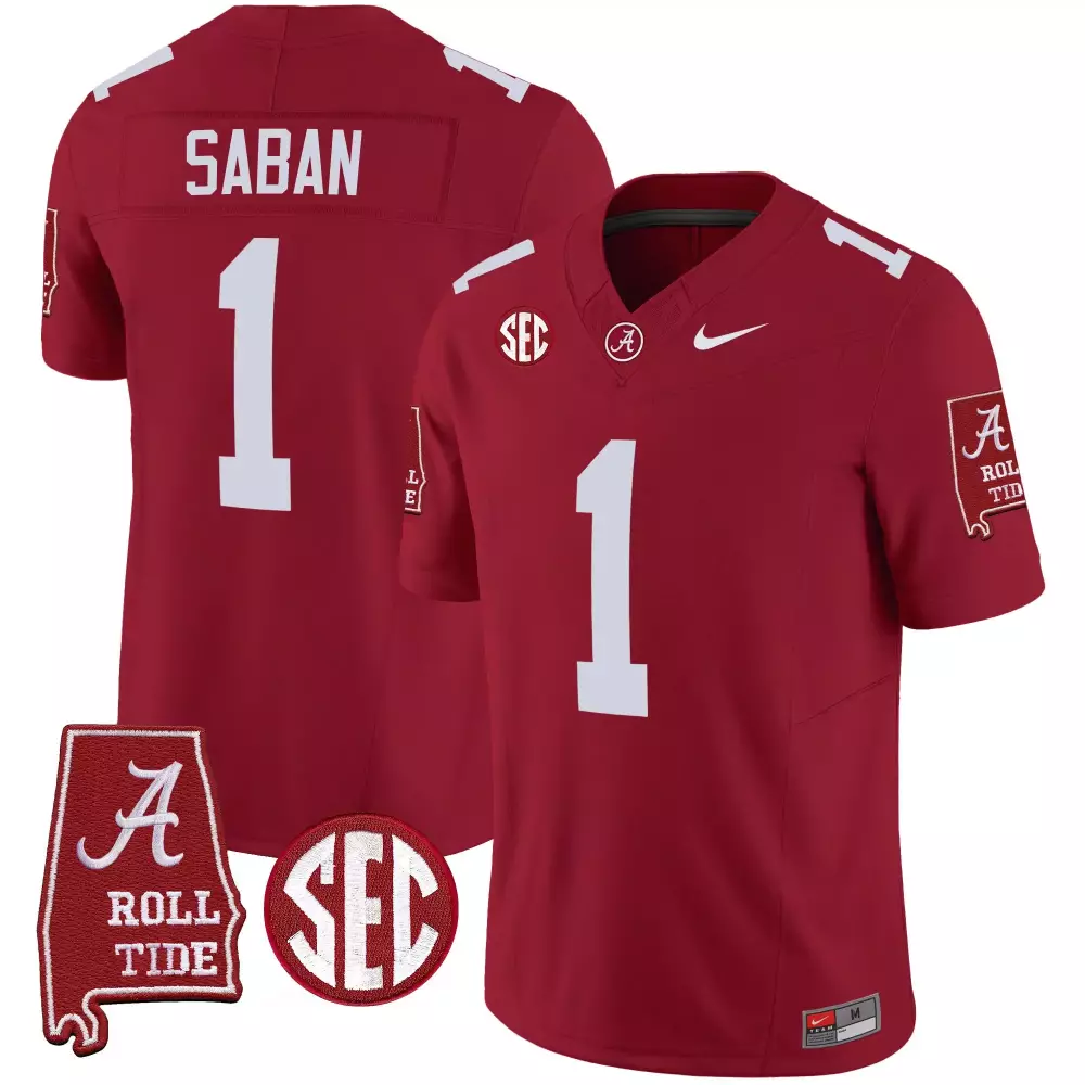 Nick Saban Alabama Crimson Tide 2023 Women Gold Trim Vapor Jersey | Alabama Map Design | Stitched Fan Gear for Women