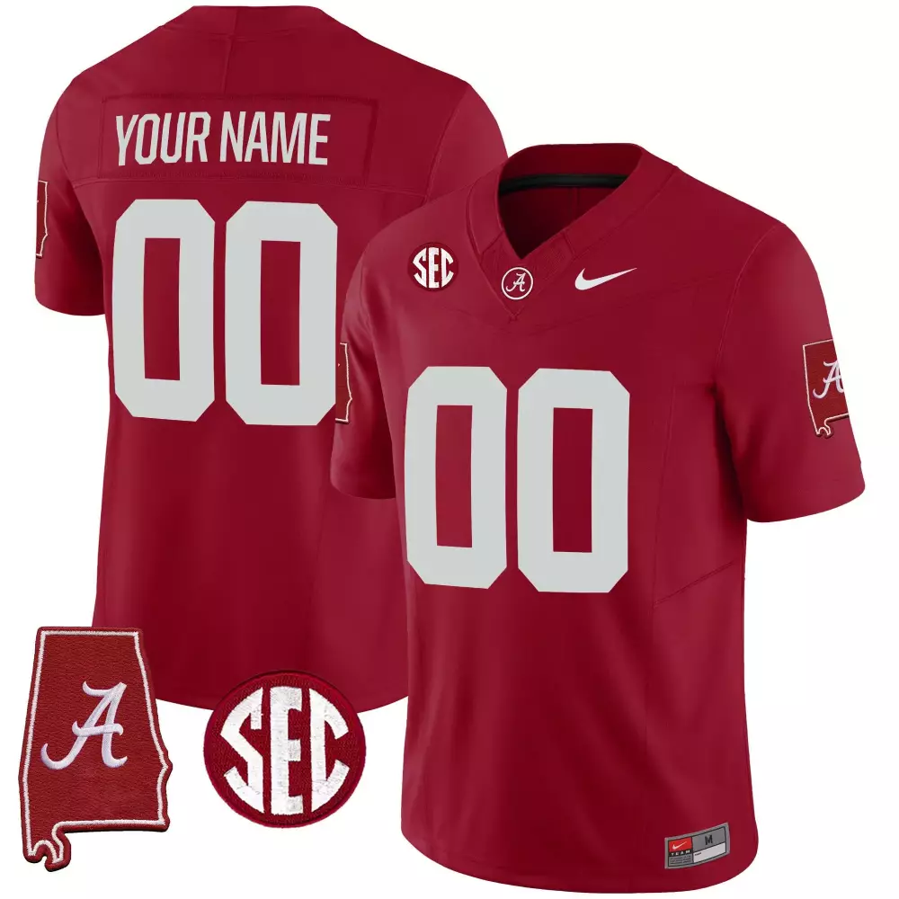 Youth Crimson Alabama Crimson Tide Vapor Limited Custom Jersey Alabama Map | Stitched Fan Gear | For Men, Women & Youth