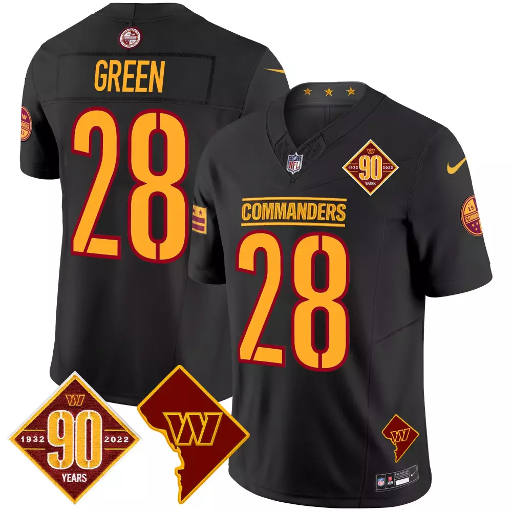 Darrell Green Black Men's Washington Commanders 90th Anniversary Home Patch Jersey | Vapor Limited Edition | For Men, Women & Youth