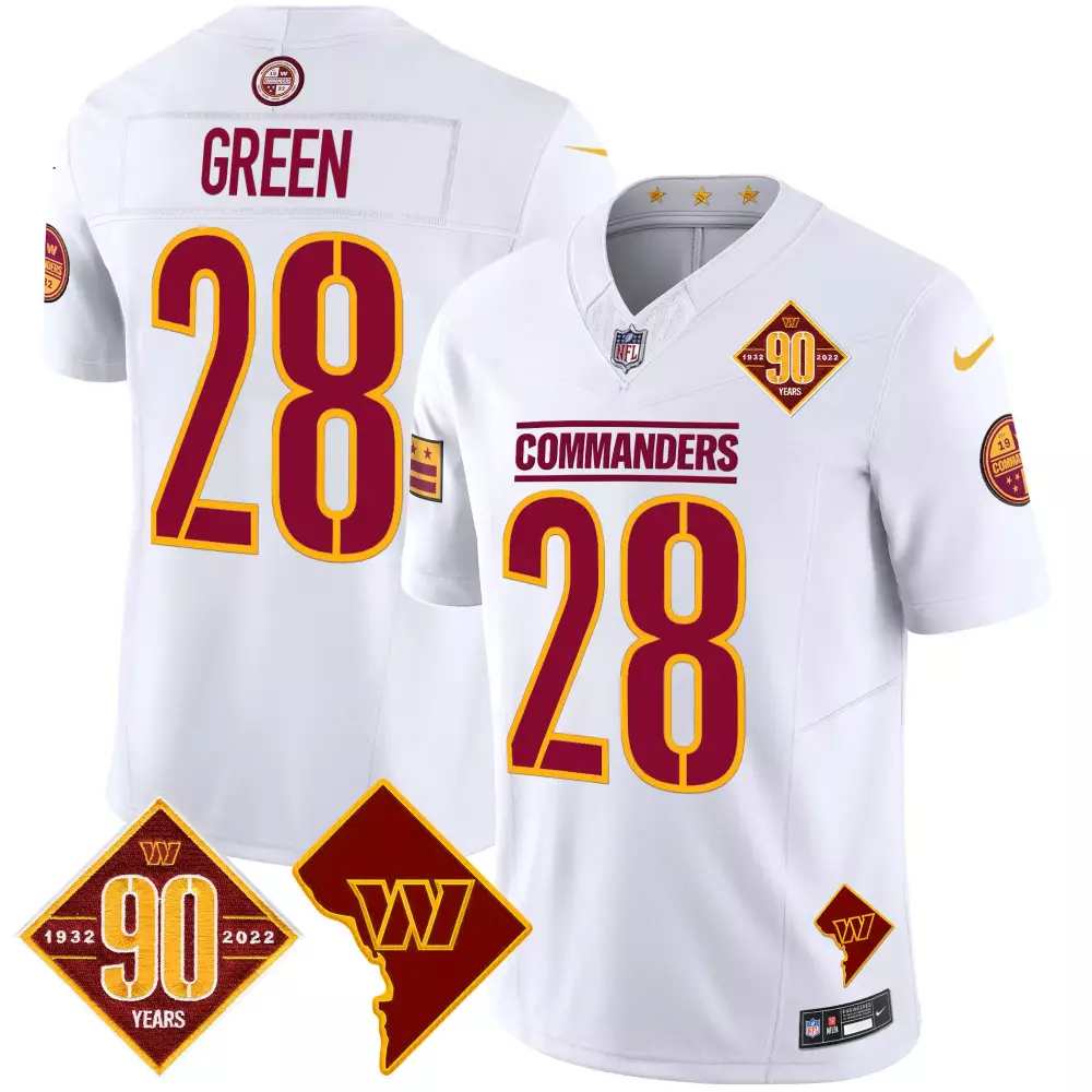 Darrell Green Washington Commanders 90th Anniversary Home Patch Vapor Limited Jersey | White | For Men | For Men, Women & Youth