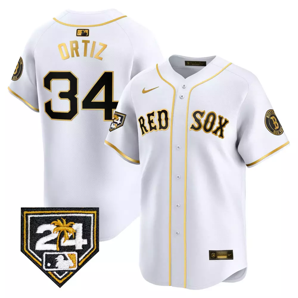 David Ortiz White Gold Spring Training Jersey | Vapor Premier Limited Edition | Boston Red Sox Fan Gear | For Men, Women & Youth