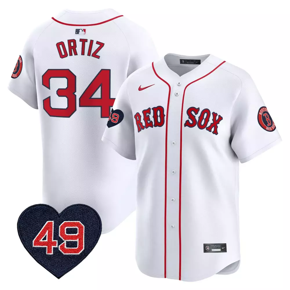 David Ortiz White Men's Boston Red Sox Tim Wakefield Patch Vapor Premier Limited Jersey | All Stitched | For Men, Women & Youth