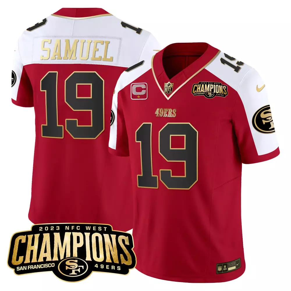 Deebo Samuel 49ers 2023 NFC West Champions Patch Vapor Jersey | Alternate Stitched Style | Limited Edition Fan Gear | For Men, Women & Youth