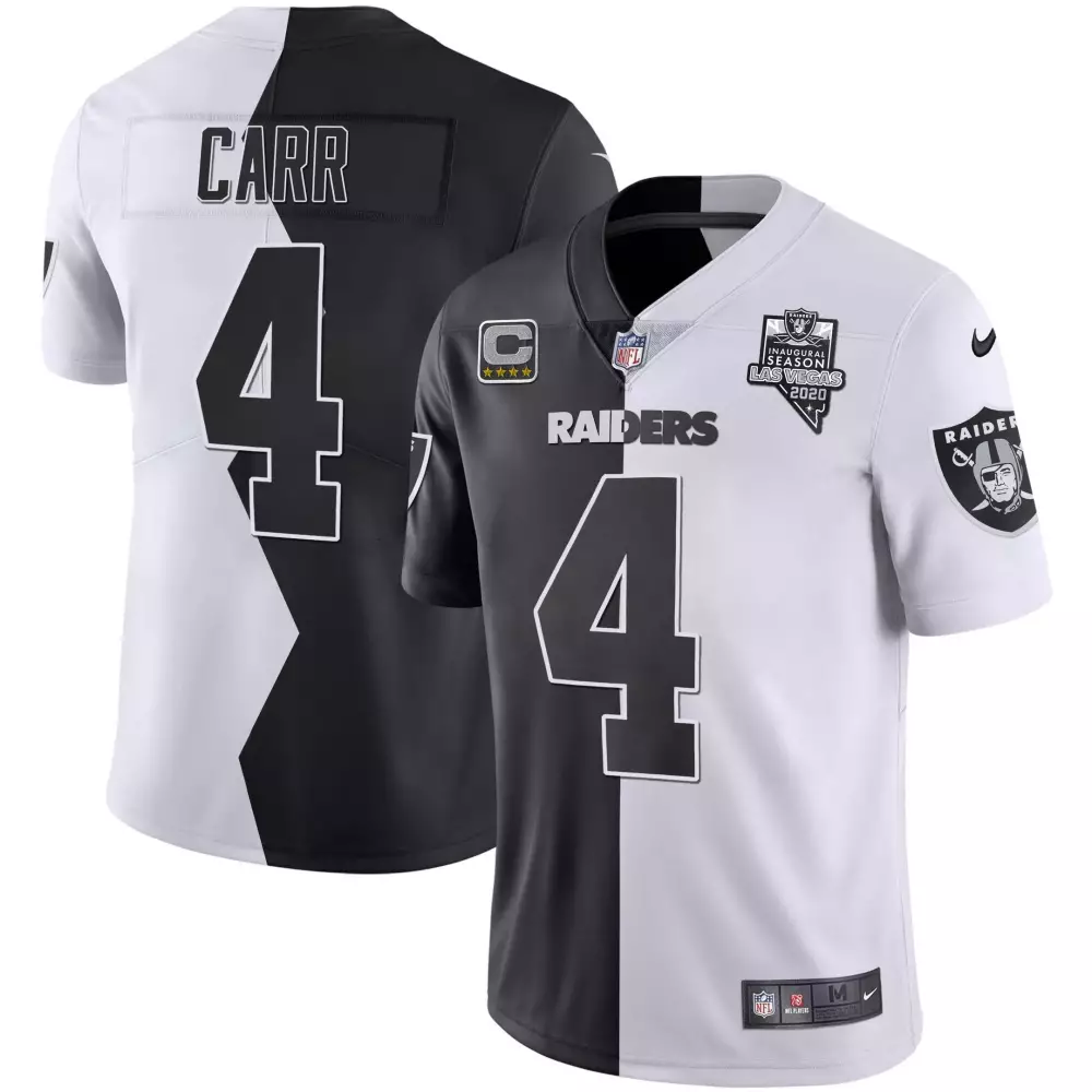 Derek Carr Zigzag Split Men's Las Vegas Raiders Inaugural Season Jersey | All Stitched Fan Gear | For Men, Women & Youth