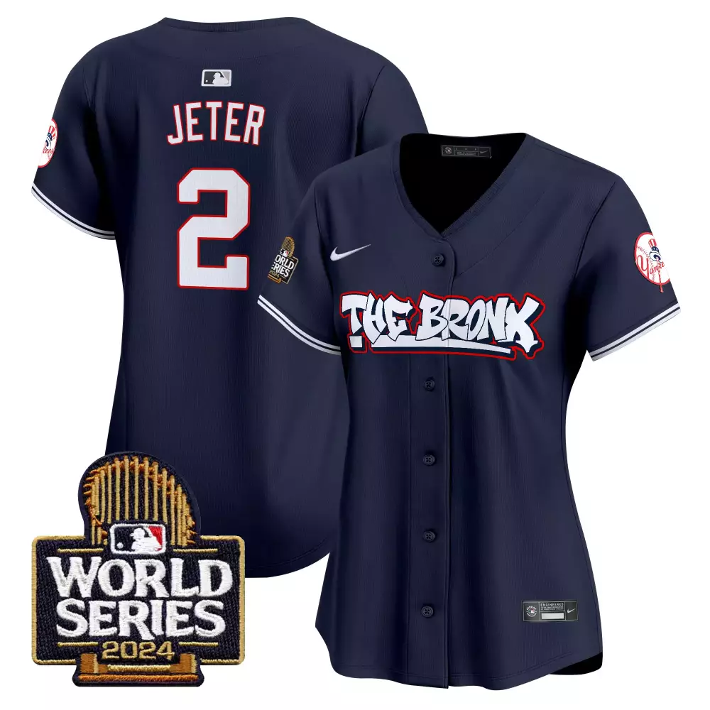 Derek Jeter Navy Women's Yankees Bronx Graffiti Jersey | Vapor Premier Limited Edition | Trendy Fan Gear | For Men, Women & Youth