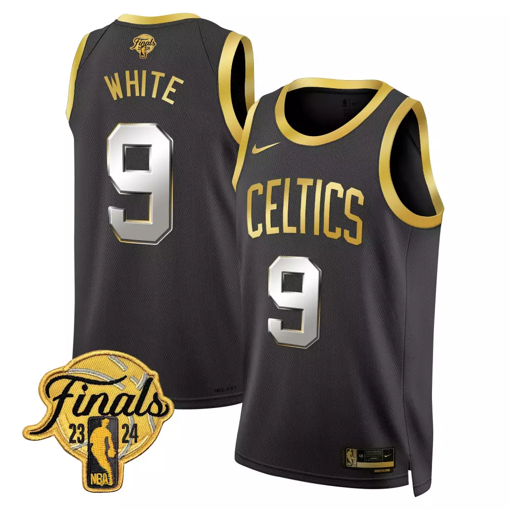 Derrick White Black Gold Men's Boston Celtics 2024 Finals Patch Swingman Jersey | All Stitched Fan Gear | For Men, Women & Youth
