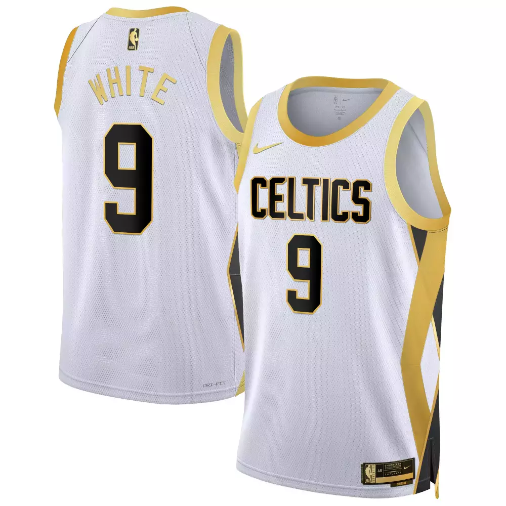 Derrick White White Gold 2024-25 City Edition Swingman Jersey | Stitched Boston Celtics Fan Gear | For Men, Women & Youth