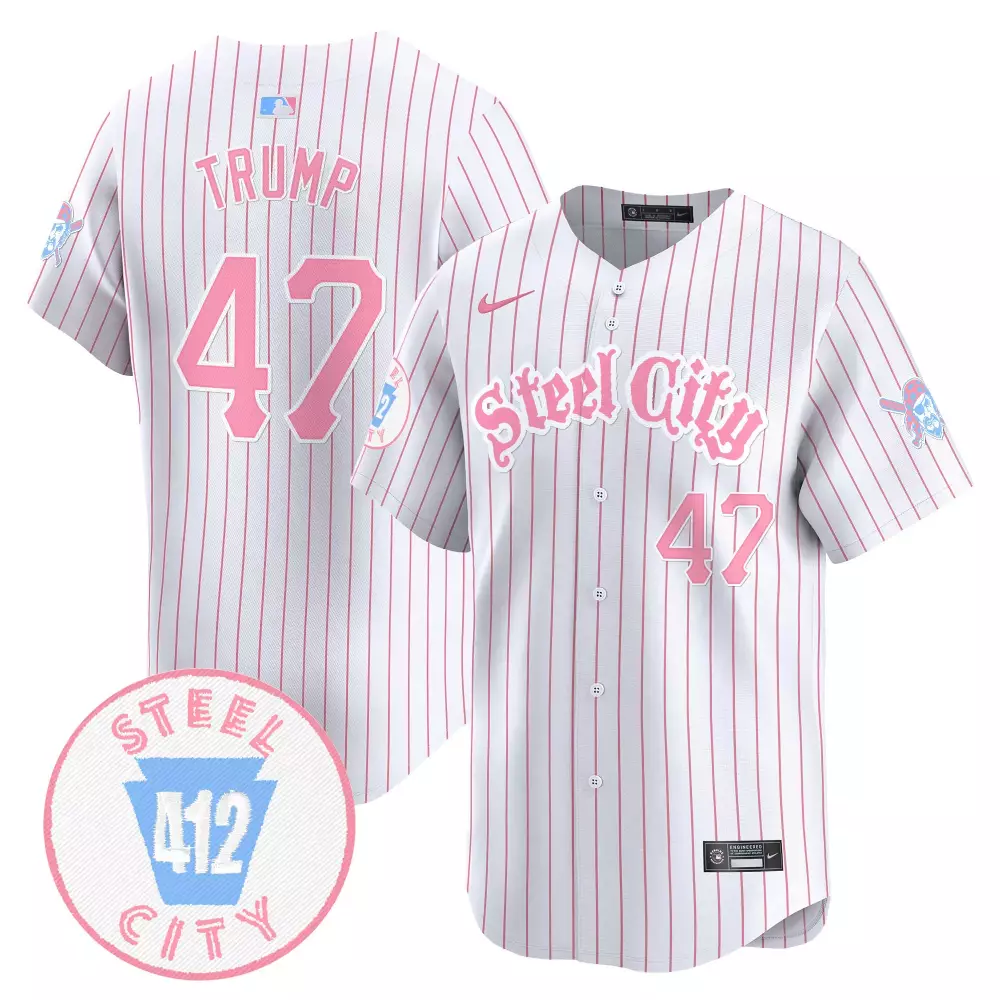 Donald Trump Pinstripe Unisex Pittsburgh Pirates Bubblegum Pink Vapor Premier Jersey V2 | Limited Edition Stitched Fan Gear | For Men, Women & Youth