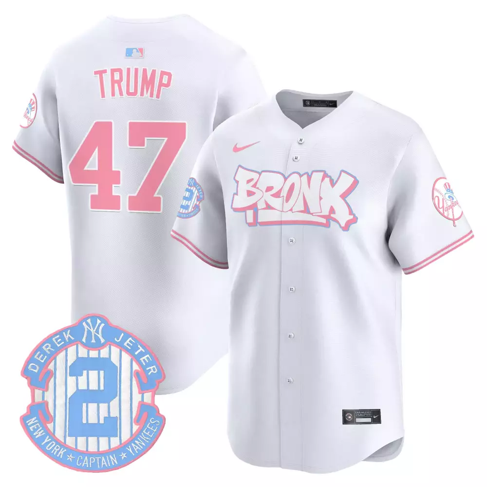 Donald Trump Yankees The Bronx Graffiti Bubblegum Pink Vapor Premier Jersey V2 | White Stitched Limited Edition | Fan Gear for All