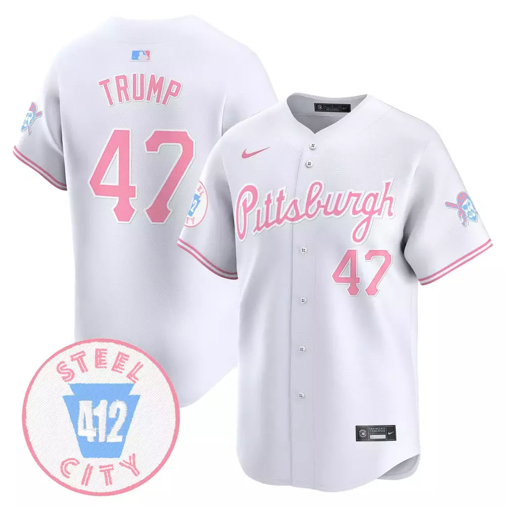 Donald Trump White Unisex Pittsburgh Pirates Bubblegum Pink Vapor Premier Jersey | Limited Edition Stitched Fan Gear | For Men, Women & Youth