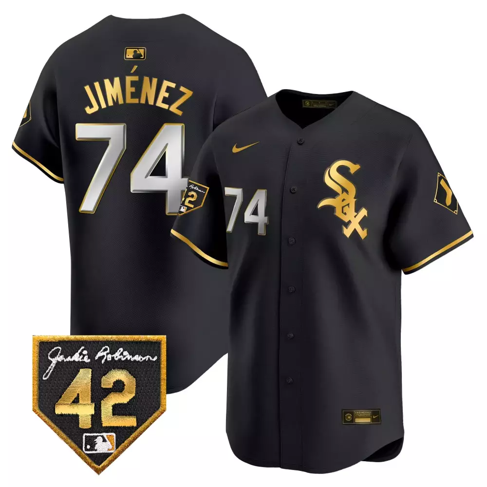 Eloy Jimenez 2024 Jackie Robinson Patch Jersey | Black Gold Men's Premier Limited Edition | For Men