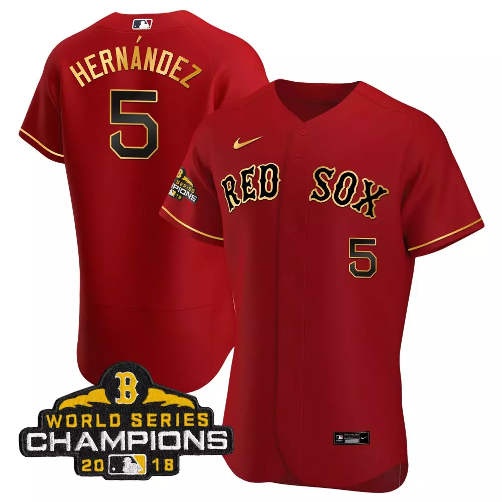 Enrique Hernandez Boston Red Sox 2018 World Series Champion Red Flex Jersey | All Stitched Men's Fan Gear | For Men, Women & Youth